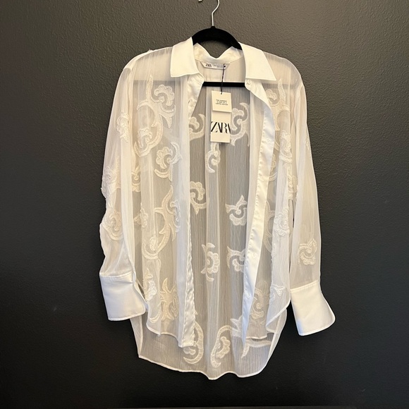 ZARA Embroidered White Limited Edition Blouse - Picture 2 of 7